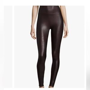 Spank Shiny Faux Leather Black Leggings size small